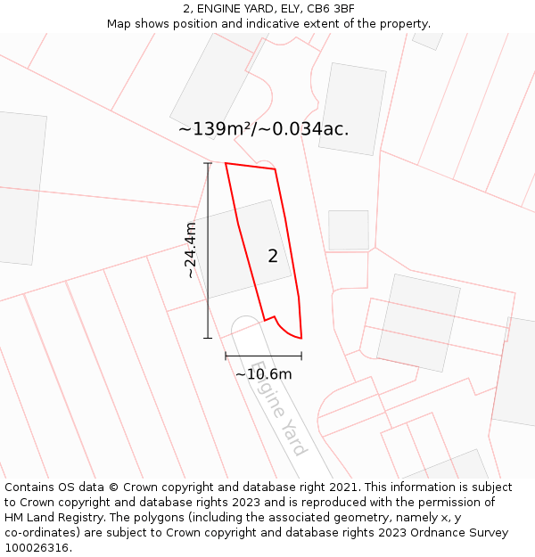 2, ENGINE YARD, ELY, CB6 3BF: Plot and title map