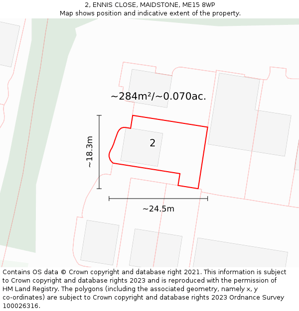 2, ENNIS CLOSE, MAIDSTONE, ME15 8WP: Plot and title map