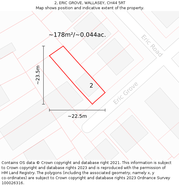 2, ERIC GROVE, WALLASEY, CH44 5RT: Plot and title map