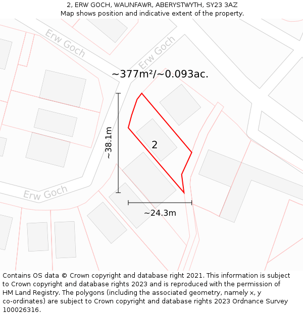 2, ERW GOCH, WAUNFAWR, ABERYSTWYTH, SY23 3AZ: Plot and title map