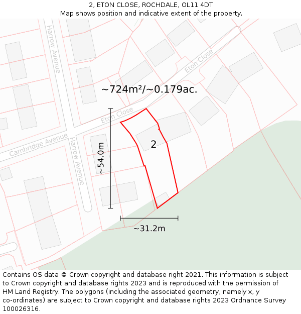 2, ETON CLOSE, ROCHDALE, OL11 4DT: Plot and title map