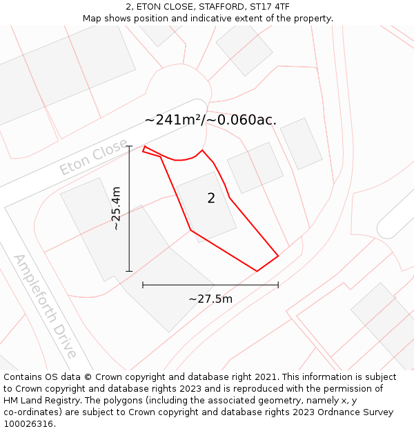 2, ETON CLOSE, STAFFORD, ST17 4TF: Plot and title map