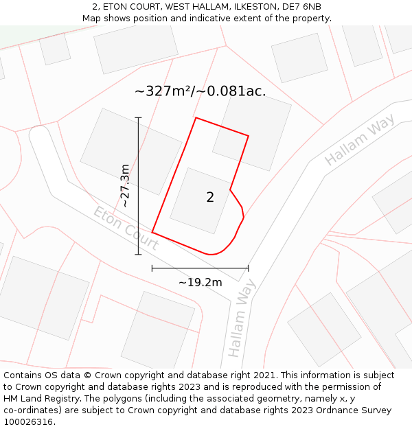 2, ETON COURT, WEST HALLAM, ILKESTON, DE7 6NB: Plot and title map