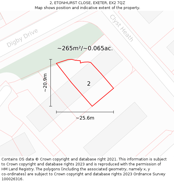 2, ETONHURST CLOSE, EXETER, EX2 7QZ: Plot and title map