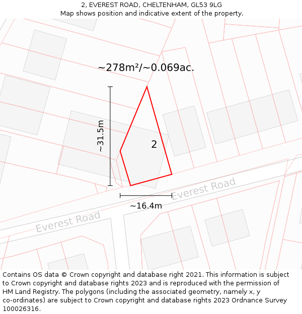 2, EVEREST ROAD, CHELTENHAM, GL53 9LG: Plot and title map