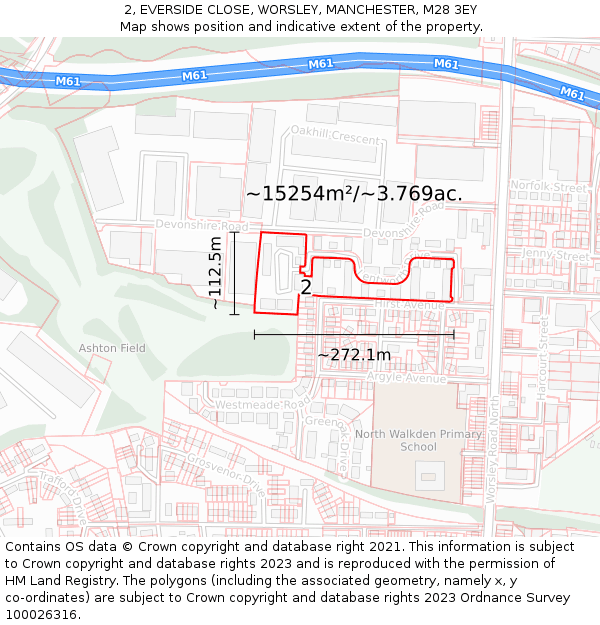 2, EVERSIDE CLOSE, WORSLEY, MANCHESTER, M28 3EY: Plot and title map