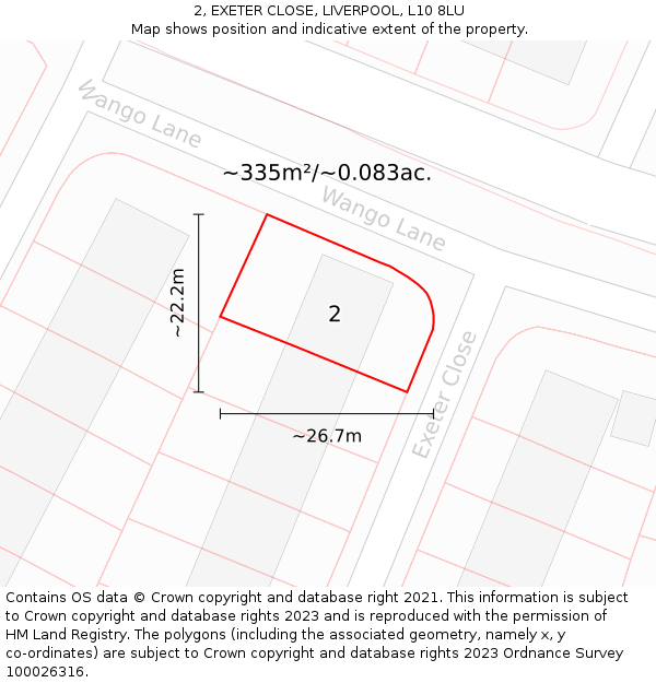 2, EXETER CLOSE, LIVERPOOL, L10 8LU: Plot and title map