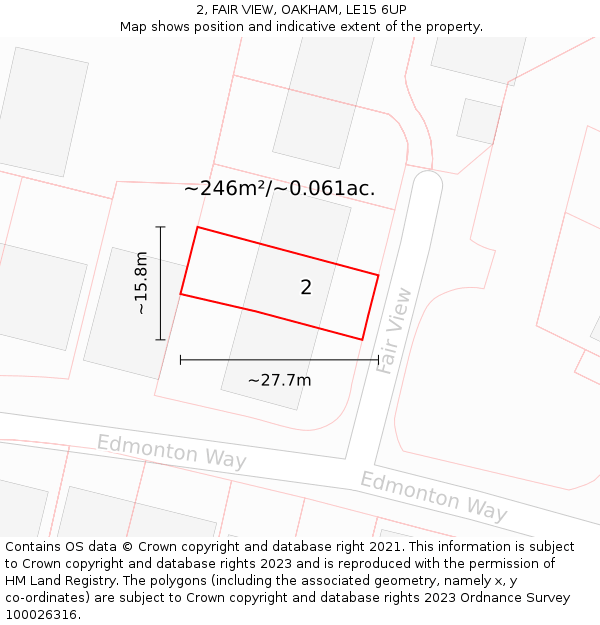 2, FAIR VIEW, OAKHAM, LE15 6UP: Plot and title map