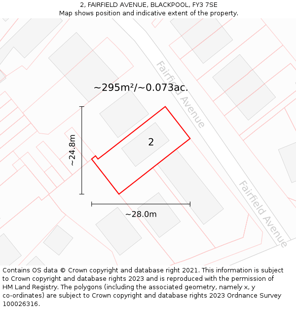 2, FAIRFIELD AVENUE, BLACKPOOL, FY3 7SE: Plot and title map