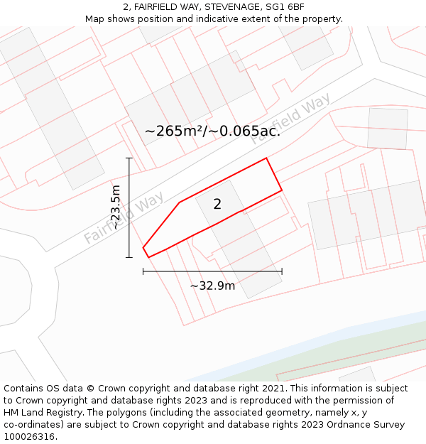 2, FAIRFIELD WAY, STEVENAGE, SG1 6BF: Plot and title map