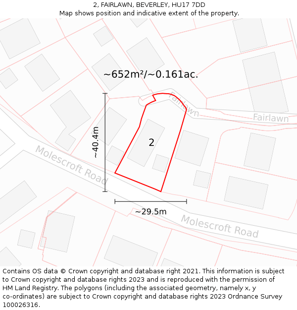 2, FAIRLAWN, BEVERLEY, HU17 7DD: Plot and title map