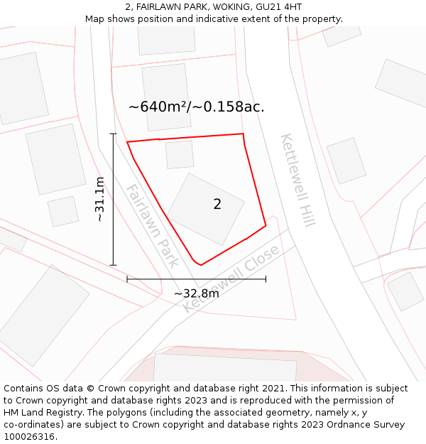 2, FAIRLAWN PARK, WOKING, GU21 4HT: Plot and title map