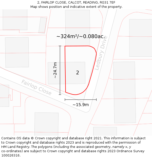 2, FAIRLOP CLOSE, CALCOT, READING, RG31 7EF: Plot and title map