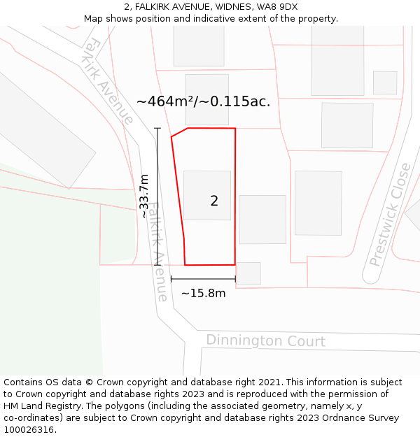 2, FALKIRK AVENUE, WIDNES, WA8 9DX: Plot and title map