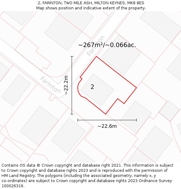 2, FARINTON, TWO MILE ASH, MILTON KEYNES, MK8 8ES: Plot and title map