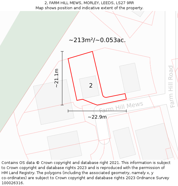 2, FARM HILL MEWS, MORLEY, LEEDS, LS27 9RR: Plot and title map