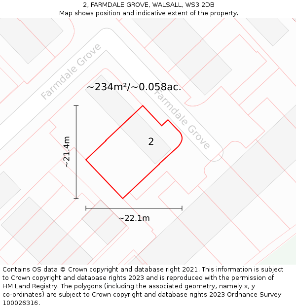 2, FARMDALE GROVE, WALSALL, WS3 2DB: Plot and title map