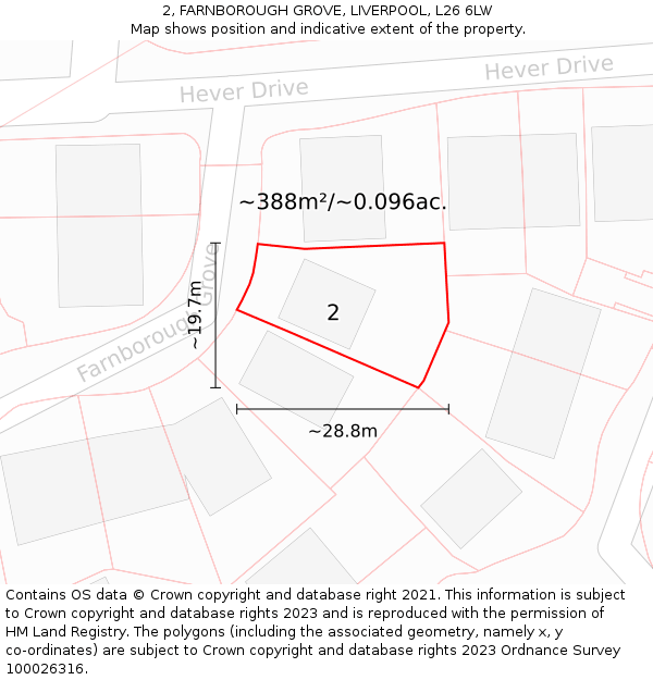 2, FARNBOROUGH GROVE, LIVERPOOL, L26 6LW: Plot and title map