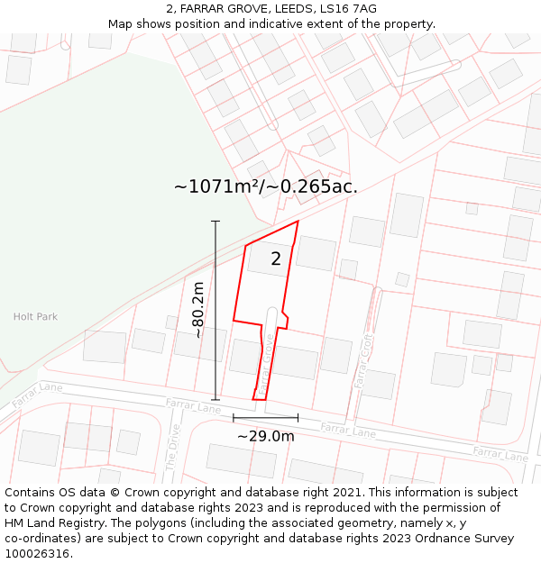 2, FARRAR GROVE, LEEDS, LS16 7AG: Plot and title map