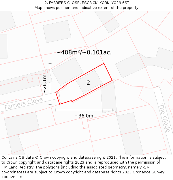 2, FARRIERS CLOSE, ESCRICK, YORK, YO19 6ST: Plot and title map