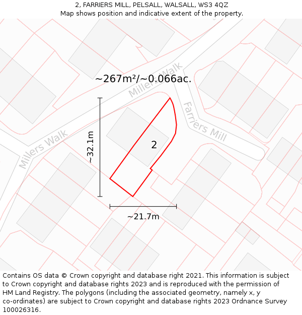 2, FARRIERS MILL, PELSALL, WALSALL, WS3 4QZ: Plot and title map