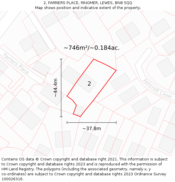 2, FARRIERS PLACE, RINGMER, LEWES, BN8 5QQ: Plot and title map