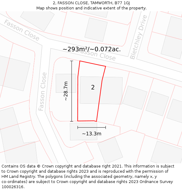 2, FASSON CLOSE, TAMWORTH, B77 1GJ: Plot and title map