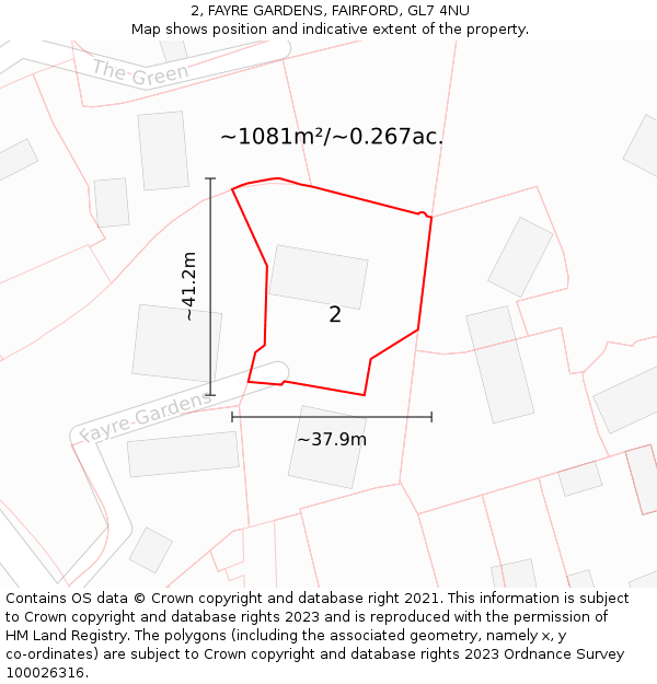 2, FAYRE GARDENS, FAIRFORD, GL7 4NU: Plot and title map