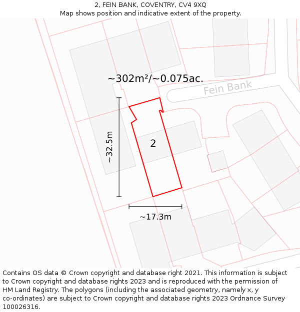 2, FEIN BANK, COVENTRY, CV4 9XQ: Plot and title map