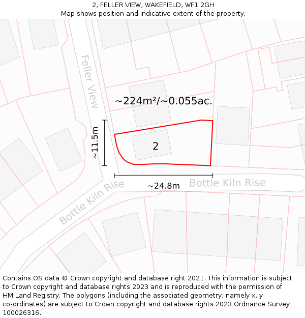 2, FELLER VIEW, WAKEFIELD, WF1 2GH: Plot and title map