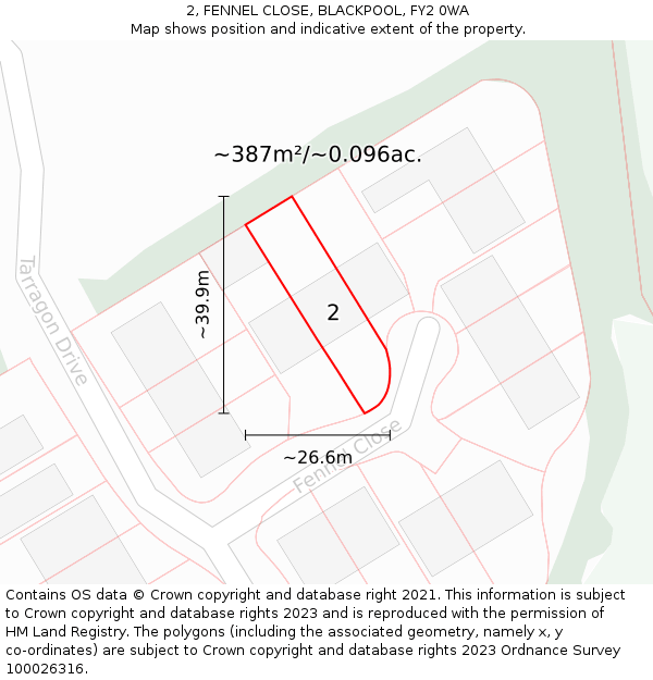 2, FENNEL CLOSE, BLACKPOOL, FY2 0WA: Plot and title map