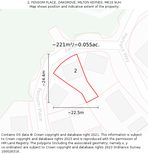 2, FENSOM PLACE, OAKGROVE, MILTON KEYNES, MK10 9UH: Plot and title map