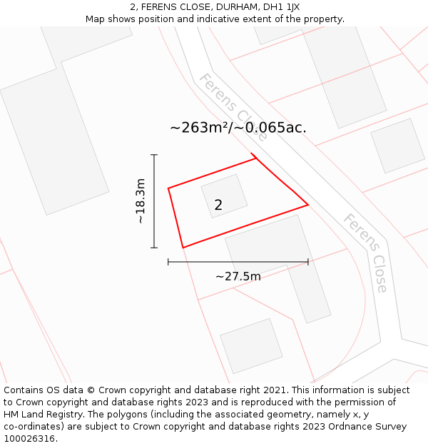 2, FERENS CLOSE, DURHAM, DH1 1JX: Plot and title map