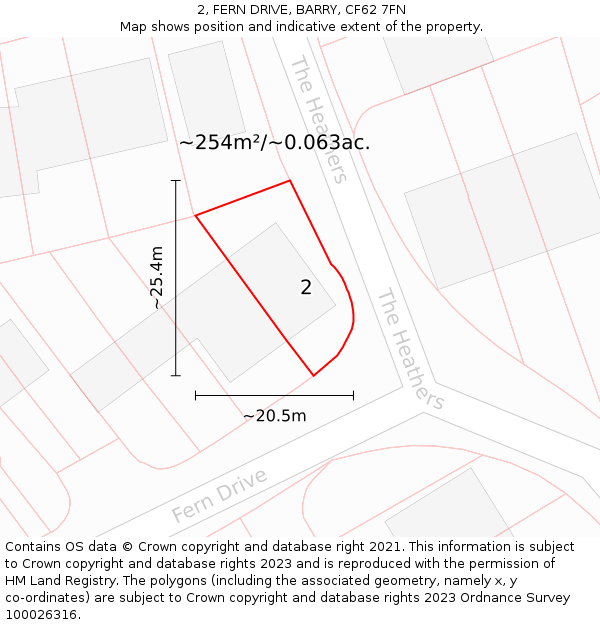 2, FERN DRIVE, BARRY, CF62 7FN: Plot and title map