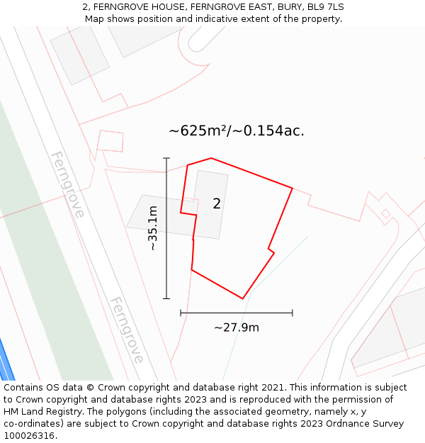 2, FERNGROVE HOUSE, FERNGROVE EAST, BURY, BL9 7LS: Plot and title map