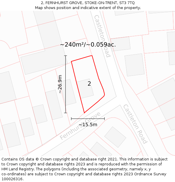 2, FERNHURST GROVE, STOKE-ON-TRENT, ST3 7TQ: Plot and title map