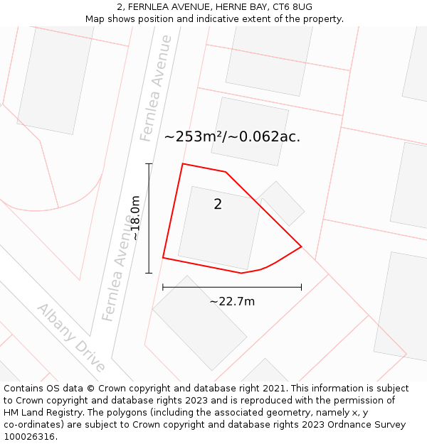 2, FERNLEA AVENUE, HERNE BAY, CT6 8UG: Plot and title map