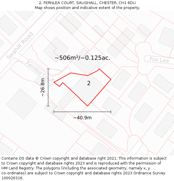 2, FERNLEA COURT, SAUGHALL, CHESTER, CH1 6DU: Plot and title map