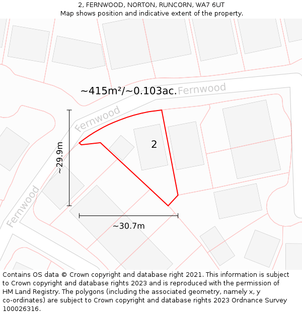 2, FERNWOOD, NORTON, RUNCORN, WA7 6UT: Plot and title map