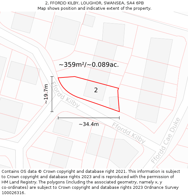 2, FFORDD KILBY, LOUGHOR, SWANSEA, SA4 6PB: Plot and title map