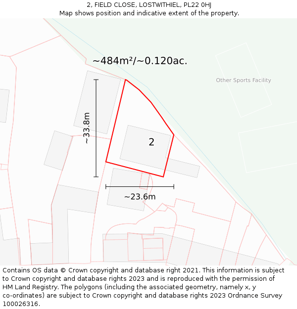 2, FIELD CLOSE, LOSTWITHIEL, PL22 0HJ: Plot and title map