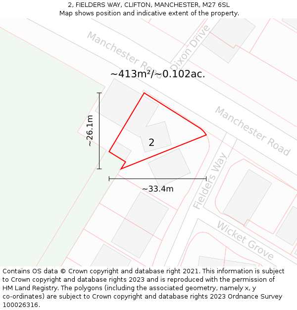 2, FIELDERS WAY, CLIFTON, MANCHESTER, M27 6SL: Plot and title map