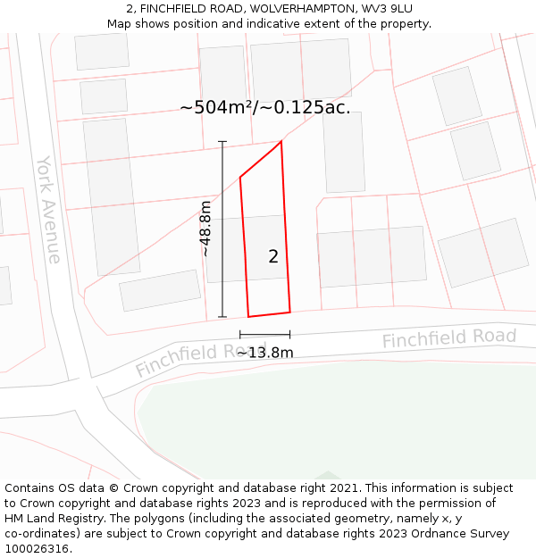 2, FINCHFIELD ROAD, WOLVERHAMPTON, WV3 9LU: Plot and title map