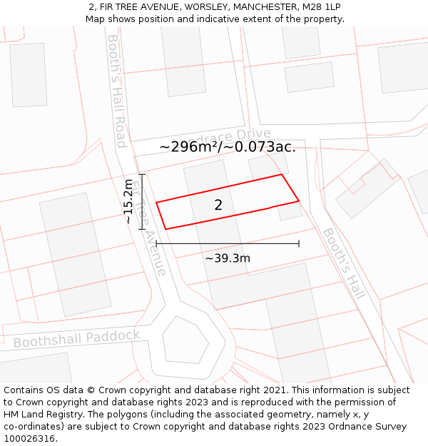 2, FIR TREE AVENUE, WORSLEY, MANCHESTER, M28 1LP: Plot and title map