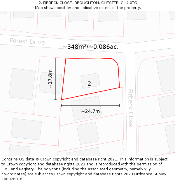 2, FIRBECK CLOSE, BROUGHTON, CHESTER, CH4 0TG: Plot and title map