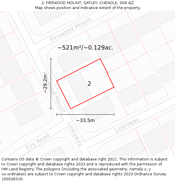 2, FIRSWOOD MOUNT, GATLEY, CHEADLE, SK8 4JZ: Plot and title map