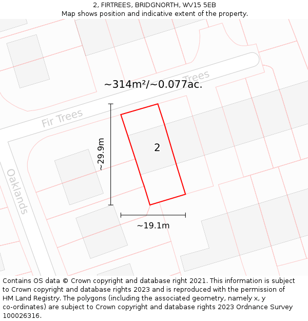 2, FIRTREES, BRIDGNORTH, WV15 5EB: Plot and title map