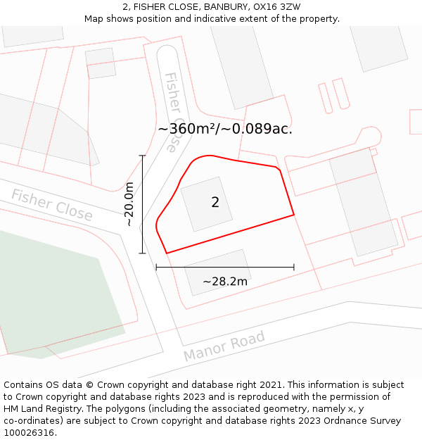 2, FISHER CLOSE, BANBURY, OX16 3ZW: Plot and title map