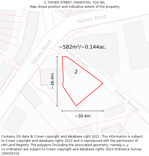 2, FISHER STREET, PAIGNTON, TQ4 5EL: Plot and title map