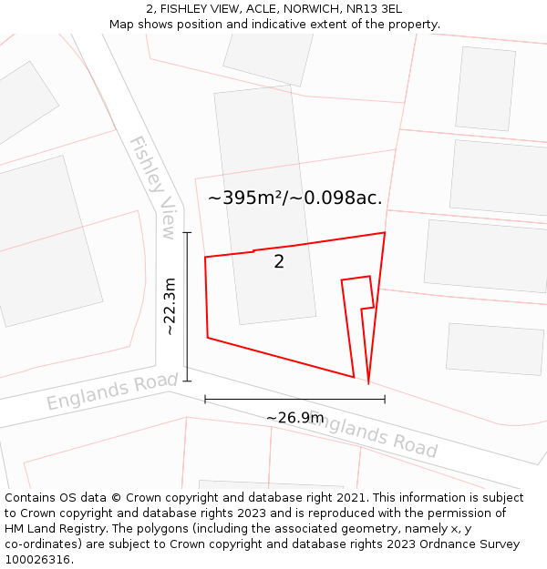 2, FISHLEY VIEW, ACLE, NORWICH, NR13 3EL: Plot and title map